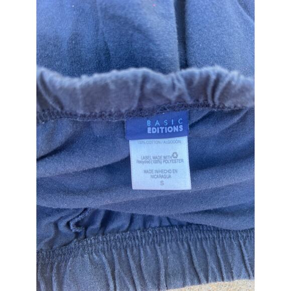 Vtg Basic Editions Skirt Women Size Small Navy Basic Cotton Mini Elastic Waist - Picture 3 of 4